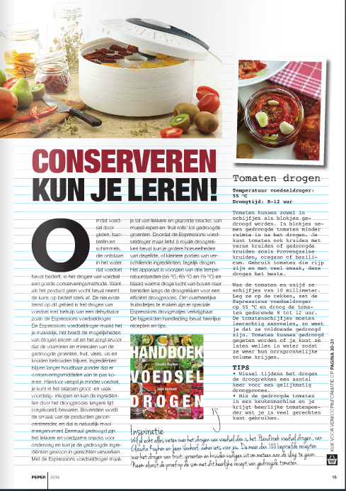 Artikel in Peper Magazine Claudia Kuyken Handboek voedsel drogen